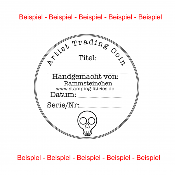 Stamping-Fairies - ATC Coin-Rückseite Totenkopf PERSONALISIERT